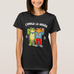 Camiseta Chinga la migra gráfico engraçado de sapo de prote