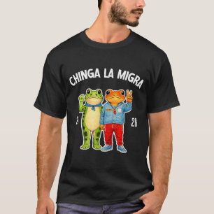 Camiseta Chinga la migra gráfico engraçado de sapo de prote