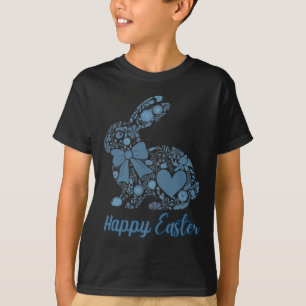 Camiseta Chinoiserie Azul Coelho E Azul Felz pascoa Branco
