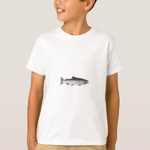 Camiseta Chinook - logotipo do rei salmão (preto e branco)