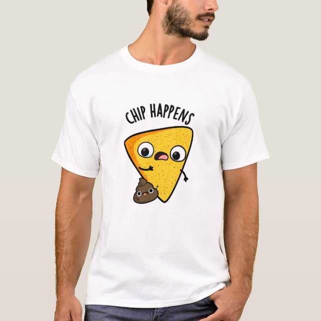 Camiseta Chip Happens Engraçado Poop Pun (Frente)