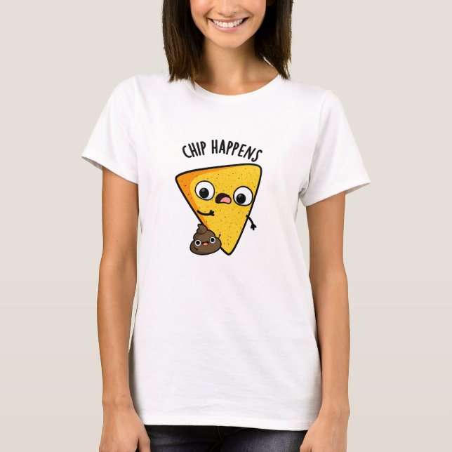 Camiseta Chip Happens Engraçado Poop Pun (Frente)