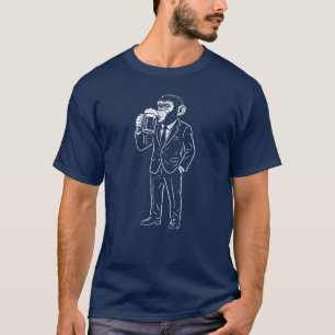 Camiseta Chipanzé de terno bebendo cerveja