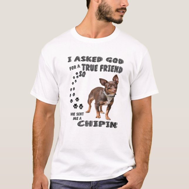Camiseta Chipin Quote Mom Minchi Dad Print, Min Pin Chihuah (Frente)