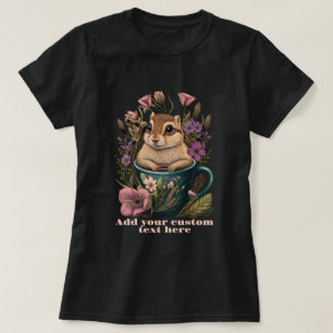 Camiseta Chipmunk bonitinho em flor silvestre, amantes de C