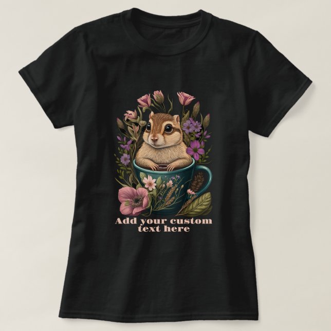 Camiseta Chipmunk bonitinho em flor silvestre, amantes de C (Frente do Design)