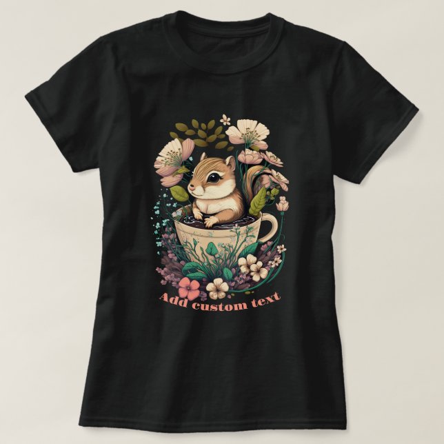 Camiseta Chipmunk bonitinho em flor silvestre, amantes de C (Frente do Design)