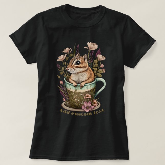 Camiseta Chipmunk bonitinho em flor silvestre, amantes de C (Frente do Design)