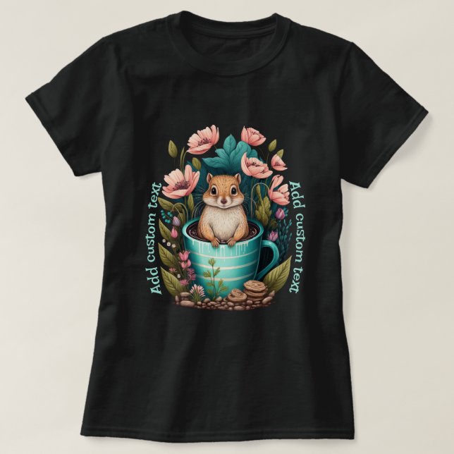 Camiseta Chipmunk bonitinho em uma floresta de copos, Amant (Frente do Design)