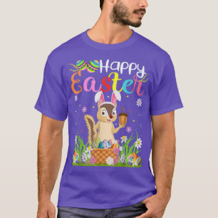 Camiseta Chipmunk Bunny Egg Caçando Engraçado Chipmunk Feli