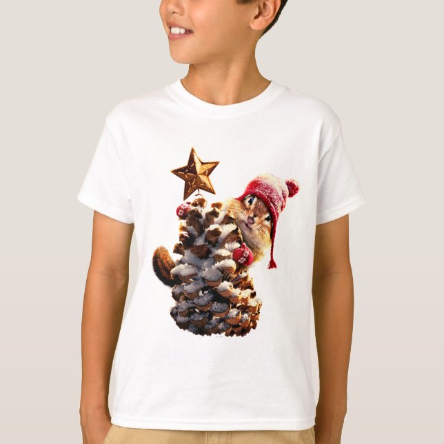 Camiseta Chipmunk Com Pine Cone Tree (Frente)