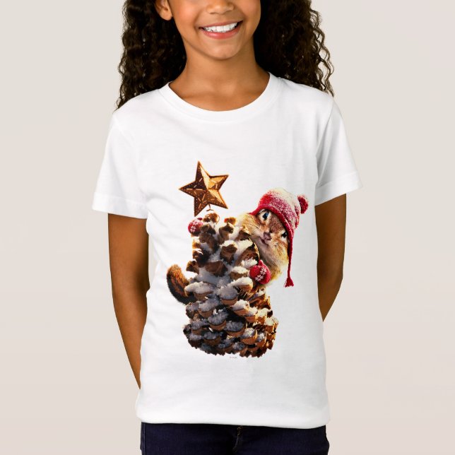 Camiseta Chipmunk Com Pine Cone Tree (Frente)