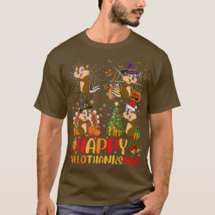 Camiseta Chipmunk Hallotha de Natal de Ação de Graças de Ha
