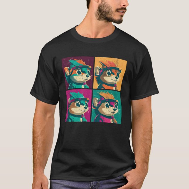 Camiseta Chipmunk Pop Illustration Colorful Animal Women (Frente)