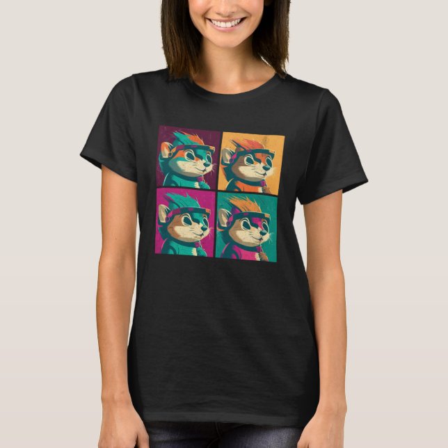 Camiseta Chipmunk Pop Illustration Colorful Animal Women (Frente)