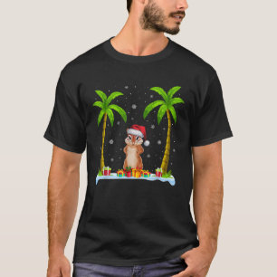 Camiseta Chipmunk Santa Hat Palm Tree Beach Xmas Pajama
