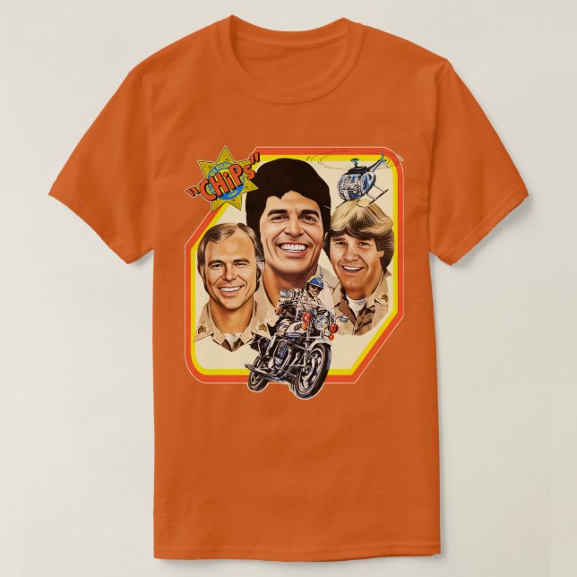 Camiseta Chips Retro 70s Crime Drama Show (Frente do Design)