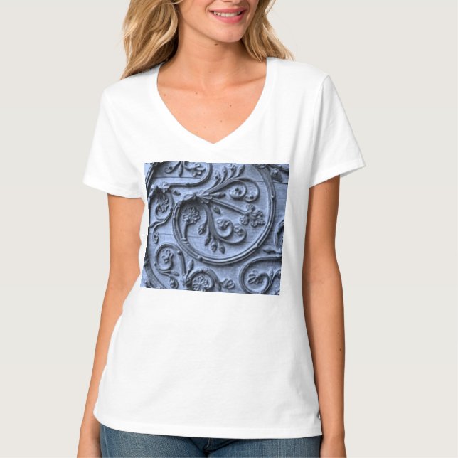 Camiseta Chique de madeira azul escroto (Frente)
