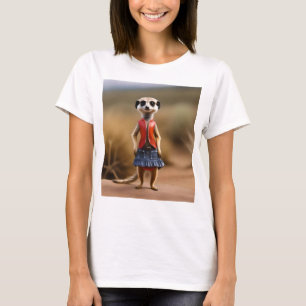 Camiseta Chique e Estilosa: Garota Suricata em Saia e Jaque
