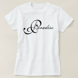 Camiseta Chique icônico e minimalista Paradise script