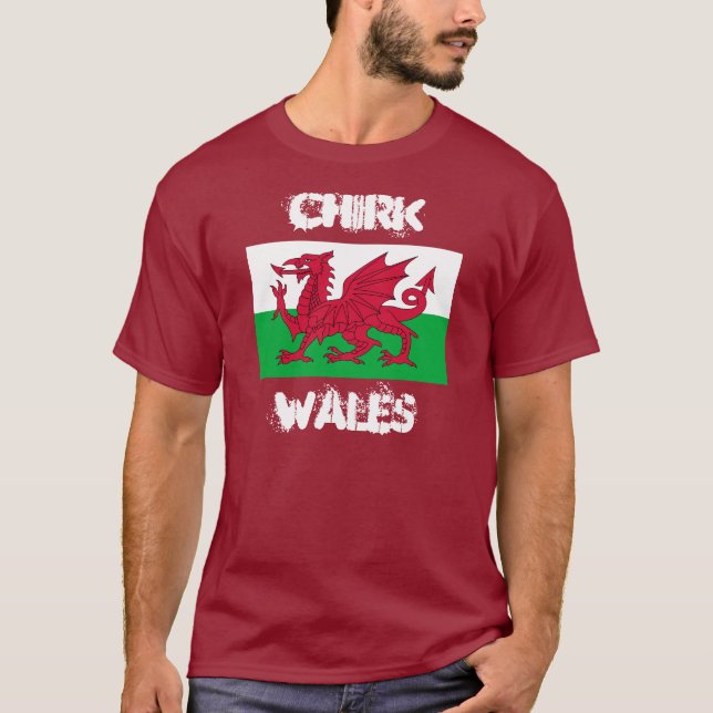 Camiseta Chirk, País de Gales com bandeira galesa (Frente)