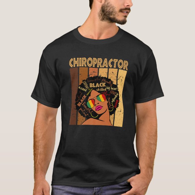Camiseta Chiropracor Mulheres Afro-Americanas Negra (Frente)