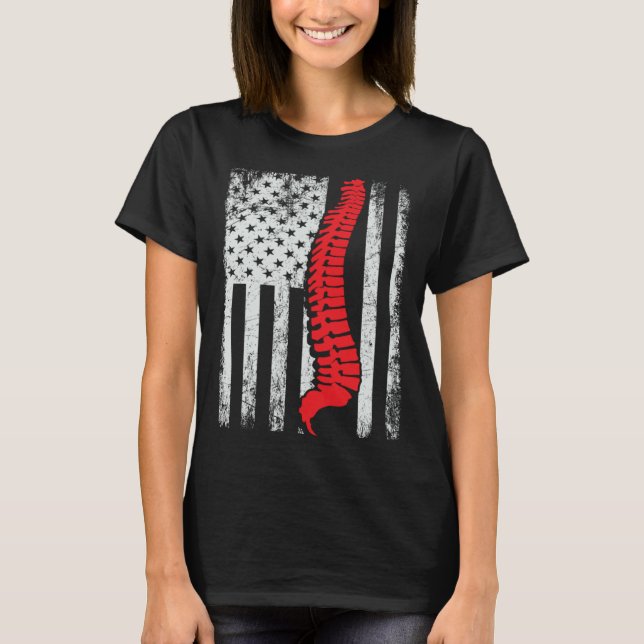 Camiseta chiropractors USA Flag spines for chiropractic  1 (Frente)