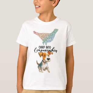 Camiseta Chirp em Companhia" Cartoon Dog Watercolor