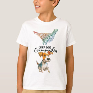 Camiseta Chirp em Companhia" Cartoon Dog Watercolor