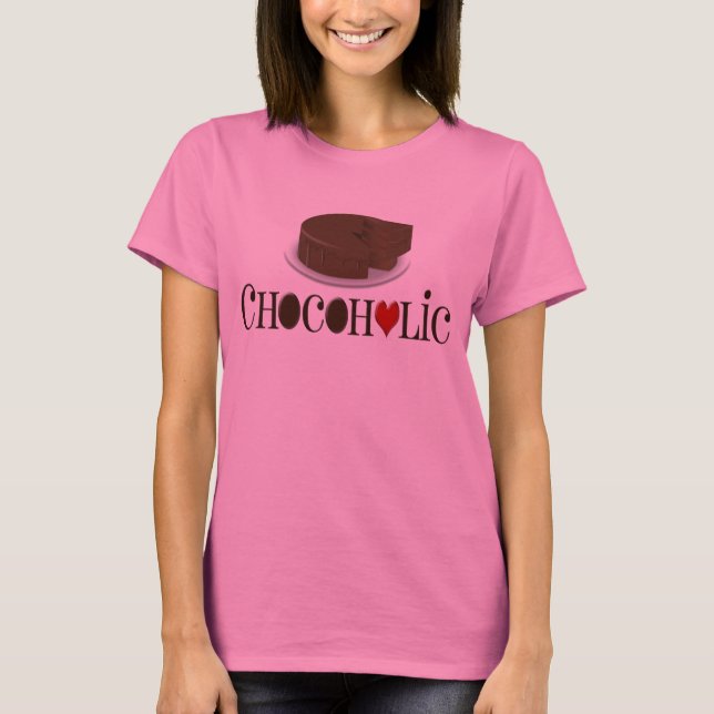 Camiseta Chocoholic, Brown escuro e design engraçado do (Frente)