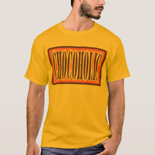 Camiseta Chocoholic, estilo do envoltório da barra de