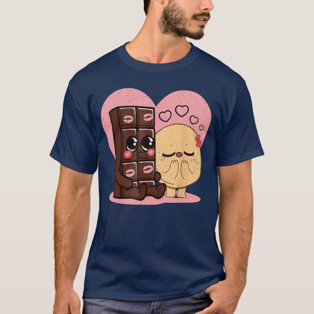 Camiseta Chocolate and pancakes couples love sweet romc vin (Frente)