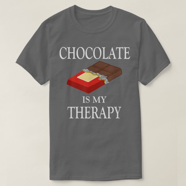 Camiseta Chocolate como Terapia Engraçado Dizendo Chocolati (Frente do Design)