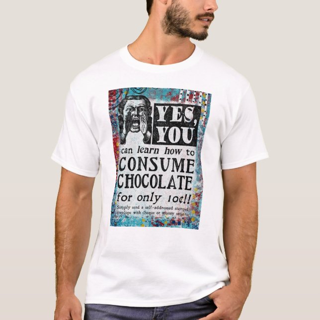 Camiseta Chocolate Consumido - Anúncio Venenoso Engraçado (Frente)