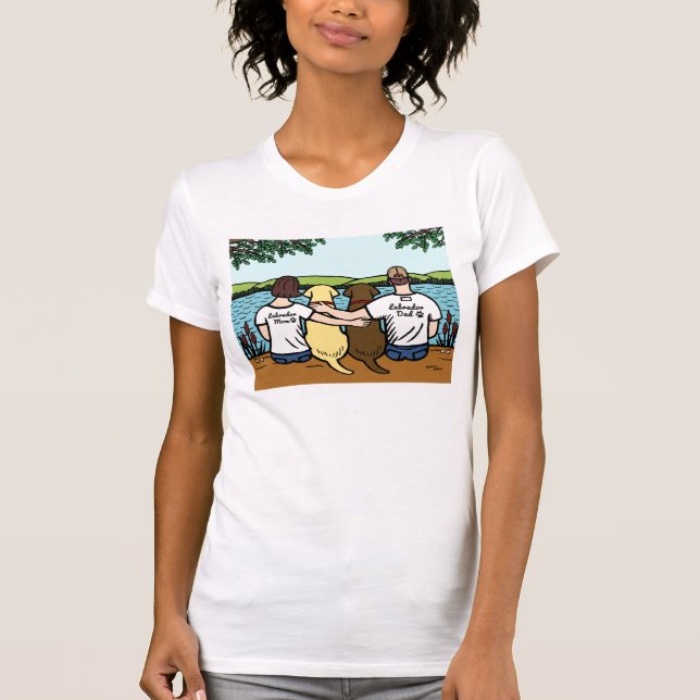 Camiseta Chocolate e pais amarelos de Labradors (Frente)