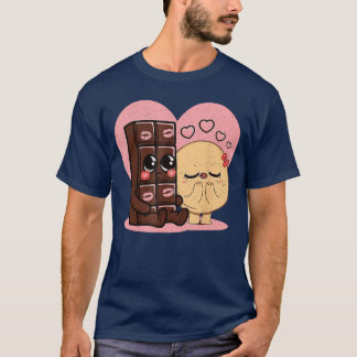 Camiseta Chocolate e panquecas casais amam doce romc vin