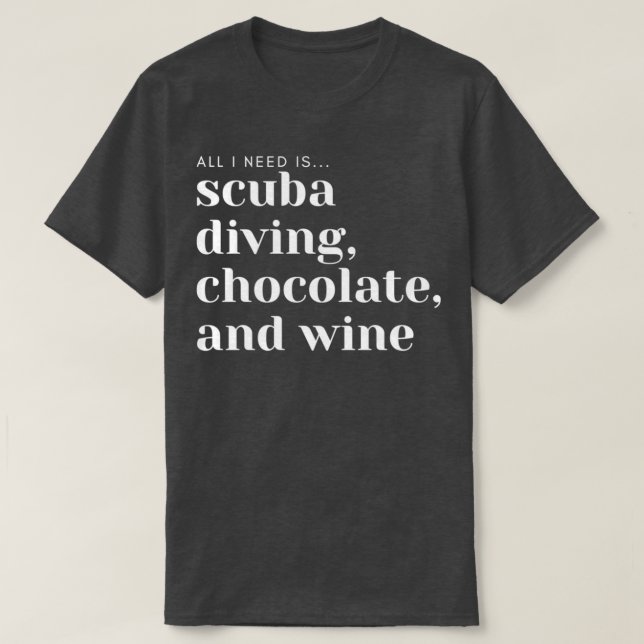 Camiseta Chocolate e vinho para mergulho (Frente do Design)