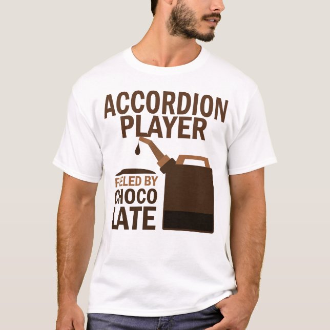 Camiseta Chocolate (engraçado) do jogador do acordeão (Frente)
