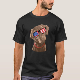 Camiseta Chocolate Engraçado Labrador American Flag 4 De Ju