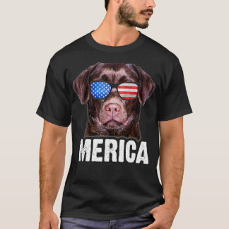 Camiseta Chocolate Lab USA 4º de julho Bandeira Americana