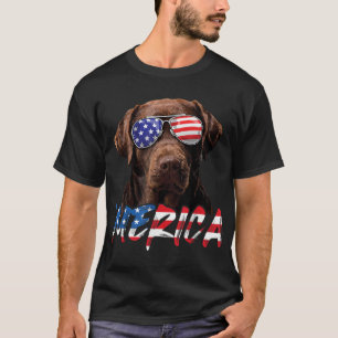 Camiseta Chocolate Labrador 4 de julho Bandeira Americana P
