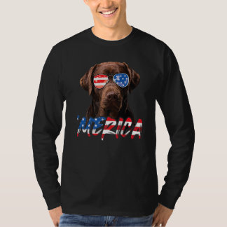 Camiseta Chocolate Labrador American Flag Lab 4th Of J