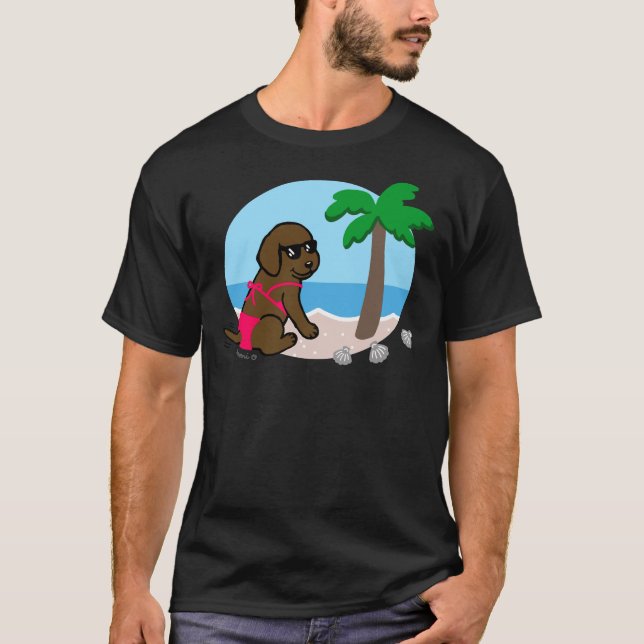 Camiseta Chocolate Labrador Bikini Girl (Frente)