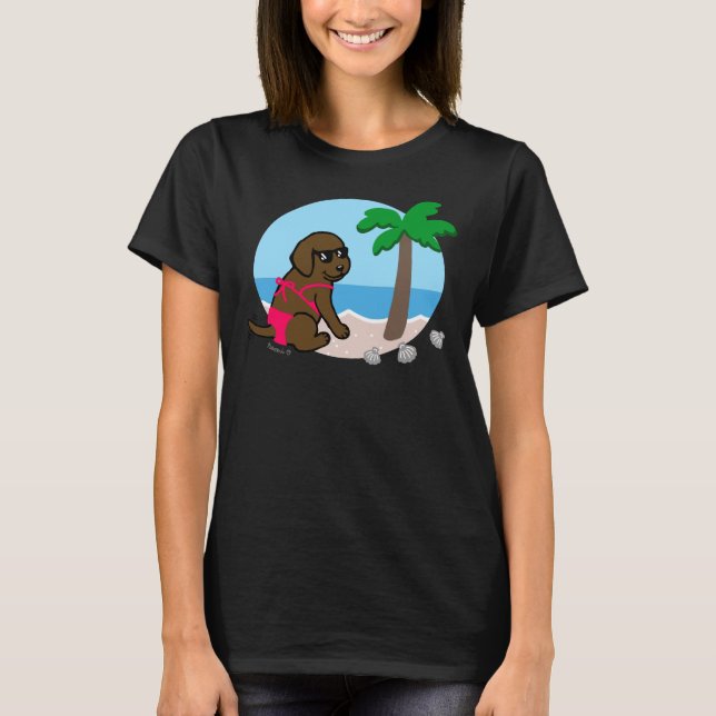 Camiseta Chocolate Labrador Bikini Girl (Frente)