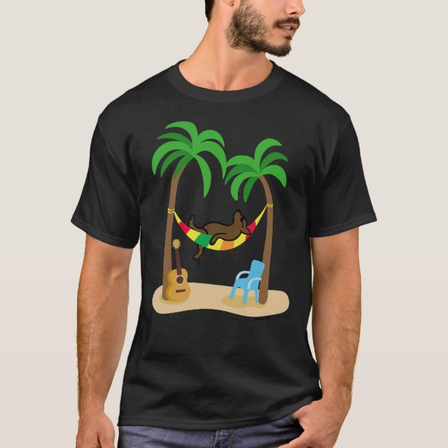 Camiseta Chocolate Labrador Dormindo No Hammock (Frente)