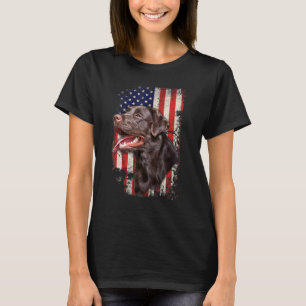 Camiseta Chocolate Labrador Labs Patriótico Bandeira Americ