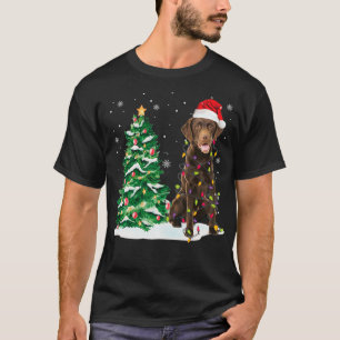 Camiseta chocolate labrador natalino Luzes Decência Xmas Tr