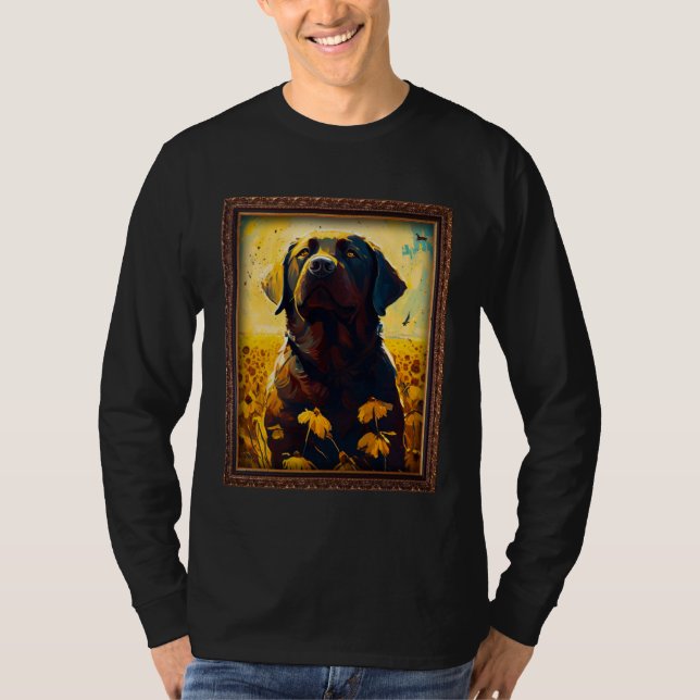 Camiseta Chocolate Labrador Painting Sunflower Flower Mom W (Frente)