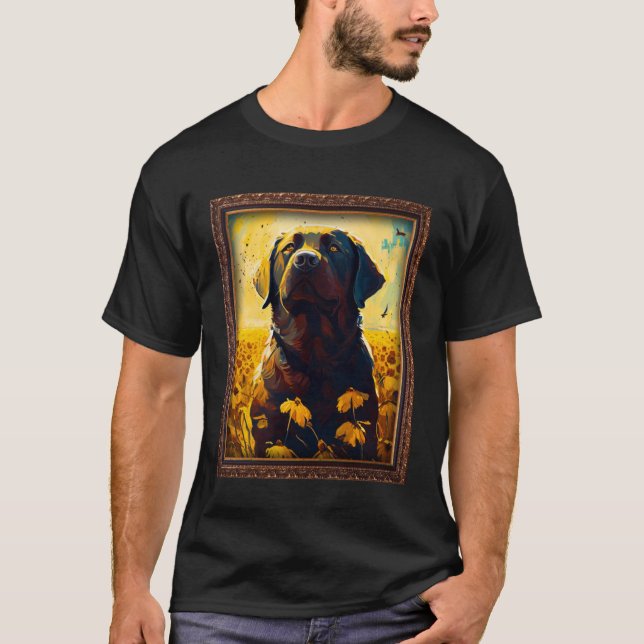 Camiseta Chocolate Labrador Painting Sunflower Flower Mom W (Frente)
