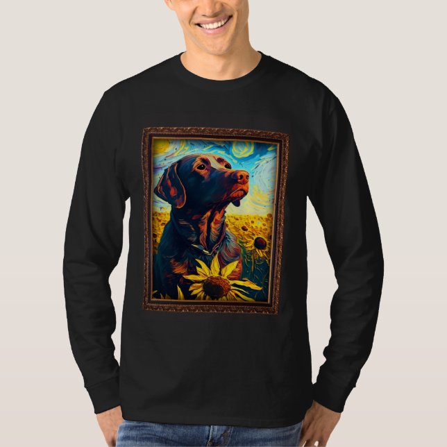 Camiseta Chocolate Labrador Painting Sunflower Flower Mom W (Frente)